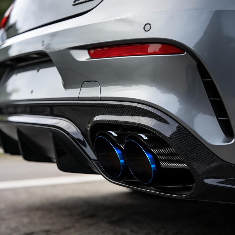 FAIZJUNBEN carbon fiber exhaust tips, 3 inch inlet, 4 inch outlet, mirror carbon fiber exhaust tips, stainless steel blue carbon fiber car exhaust tips. - Image 2
